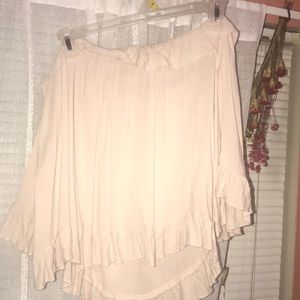 Tan/pink off the shoulder blouse